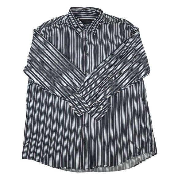 Greg Norman Long Sleeve Button Up Shirt Mens L Cotton Black Red White Stripe - Picture 5 of 10